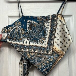 Blue and Cream Bandanna Top